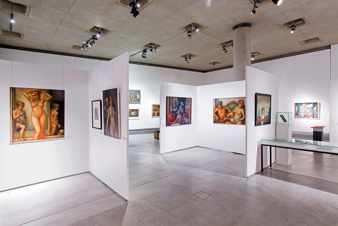 Salle d'exposition avec la technologie Mila-wall dans une exposition au Musée d'archéologie de Herne